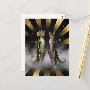 Carte Postale Créatures félines-dragons mythiques