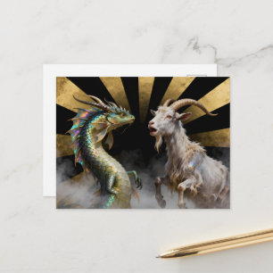 Carte Postale Créatures mythiques de chèvre-dragon surprises