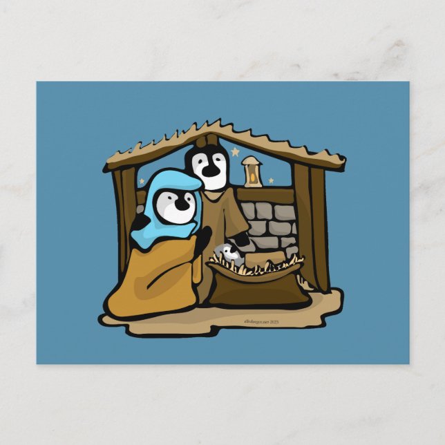 Carte Postale Crèche de pingouins (Devant)