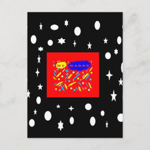 CARTE POSTALE CRÉÉ POUR KAREN ROUGE ET NOIR BLANC NOMMÉ