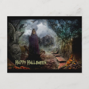 Carte Postale Creepy Haunted House and its Ghost Owner - Macabre