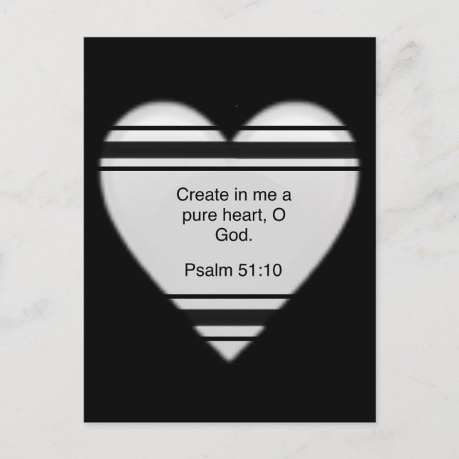 Carte Postale Créer en moi un coeur propre, O Dieu Psalm 51:10 P (Devant)