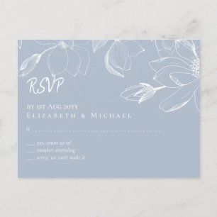 Carte Postale Créer ses propres Magnolias Bleu Dusty RSVP