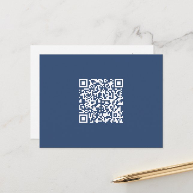 Carte Postale Créer un code QR analysable | Bleu de marine (Devant/Arrière en situation)