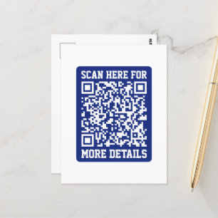 Carte Postale Créer un code QR scannable Bleu marine (modifiab