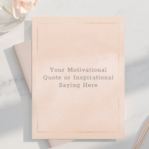 Carte Postale Créez Votre Propre Citation Motivation Rose Pâle O