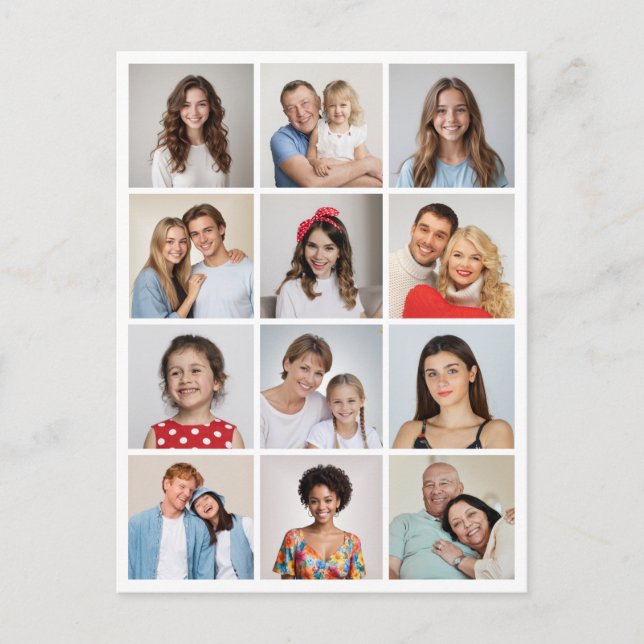 Carte Postale Créez votre propre collage de 12 photos (Devant)
