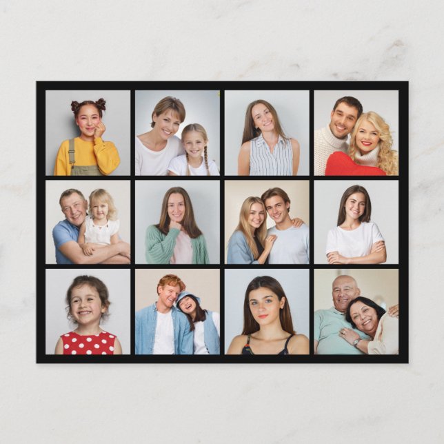 Carte Postale Créez Votre Propre Collage de 12 Photos (Devant)