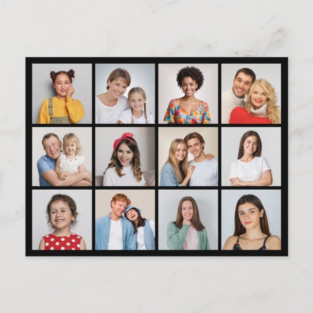 Carte Postale Créez votre propre collage de 12 photos (Devant)