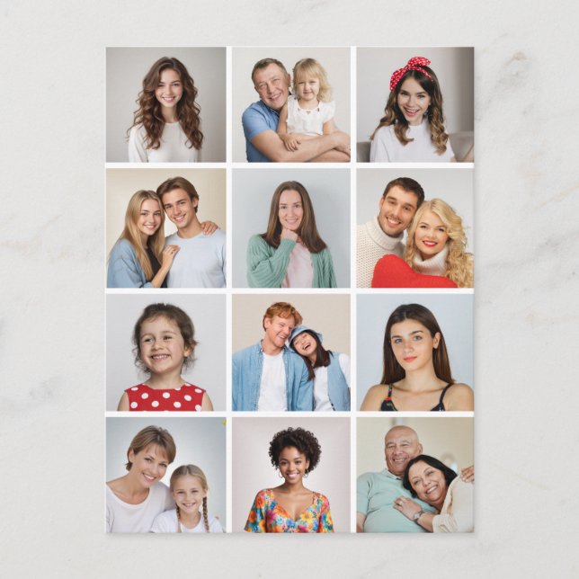Carte Postale Créez votre propre collage de 12 photos (Devant)