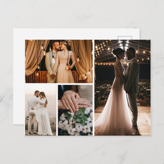 Carte Postale Créez votre propre collage de 4 photos (Devant / Derrière)