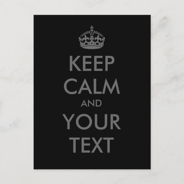 Carte Postale Créez votre propre "Keep Calm" (argent et noir) (Devant)