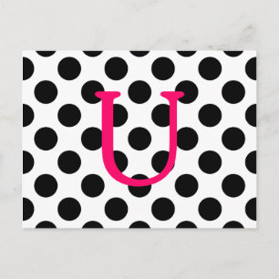 Carte Postale Créez Votre Propre Monogramme Rose Chaud à Points