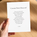 Carte Postale Créez votre propre poème personnalisé<br><div class="desc">Créez vos propres cartes postales poétiques avec votre littérature ou citation préférée dans la typographie minimaliste moderne. Ajoutez votre propre texte pour créer des cartes personnalisées ou un cadeau personnalisé unique.</div>