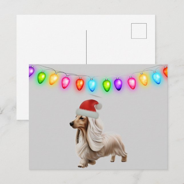 Carte Postale Crème anglaise Dachshund de Noël (Devant / Derrière)