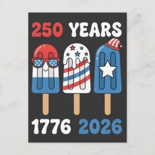Carte Postale Crème Glacée 4 juillet 250e Années 1776 2026