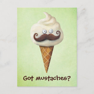 Carte Postale Crème glacée aux moustaches