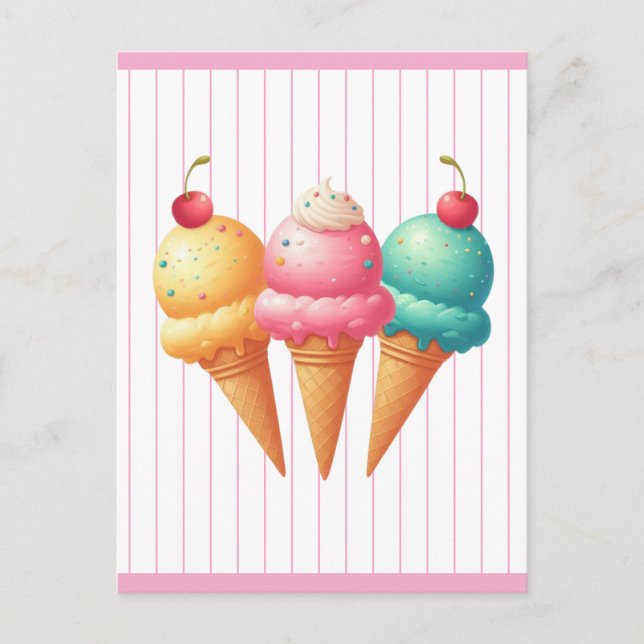 Carte Postale Crème glacée colorée (Devant)