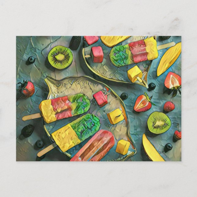 Carte Postale Crème glacée colorée pop fruits (Devant)
