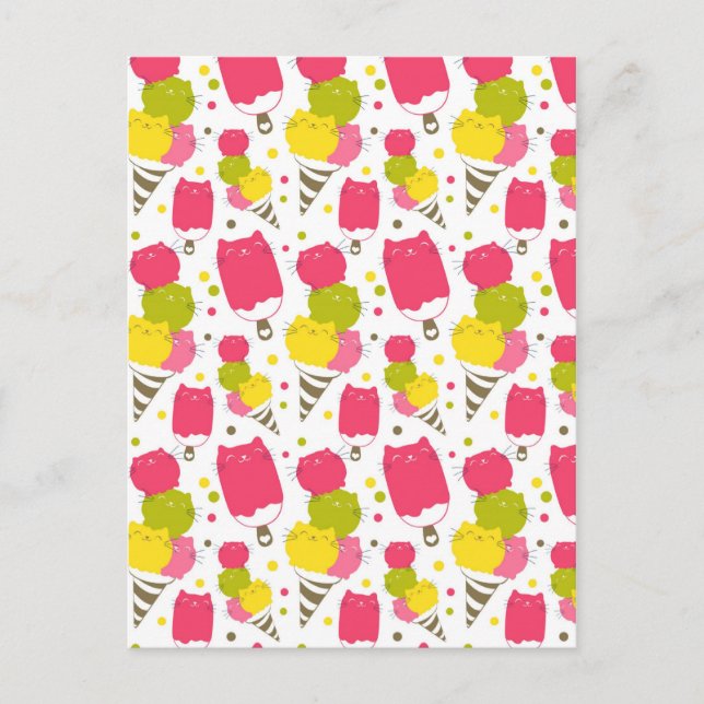 Carte Postale Crème glacée de chats mignonne (Devant)