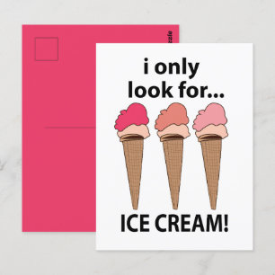Carte Postale Crème Glacée Je ne cherche que de la crème glacée