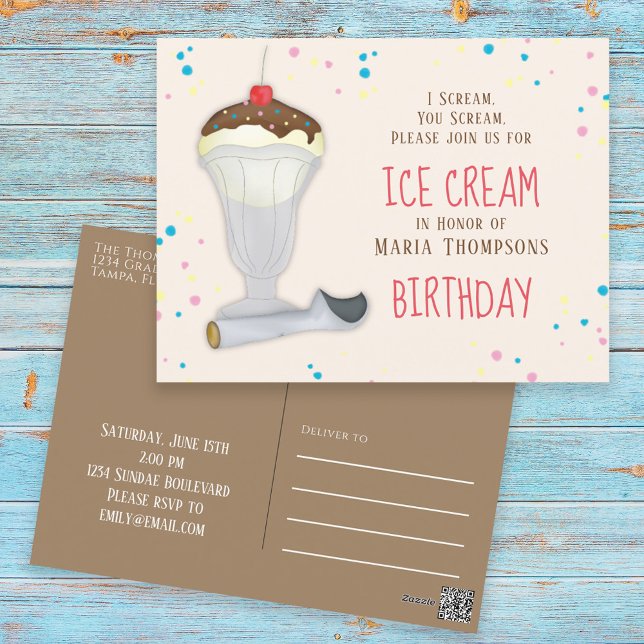 Carte Postale Crème glacée moderne d'anniversaire Sprinkies luna (Créateur téléchargé)