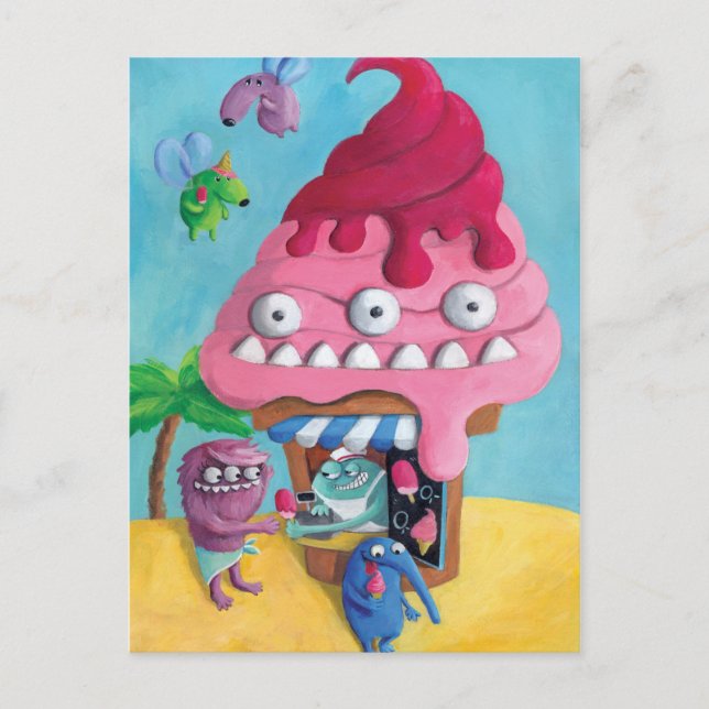 Carte Postale Crème glacée sur la plage (Devant)