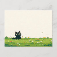 Crème Vignette Kawaii Chat Noir Prairie