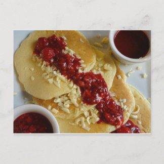 Carte Postale crêpes américaines framboises et chocolat blanc