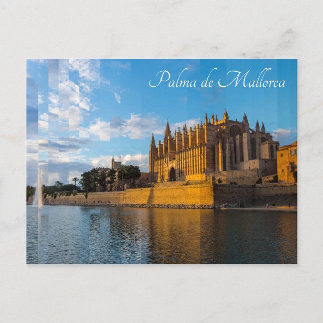 Carte Postale Crépuscule sur la cathédrale de Palma de Mallorca (Devant)