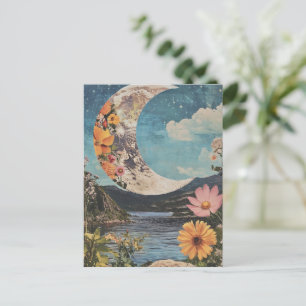 Carte Postale Crescent Moon sur un paysage serein