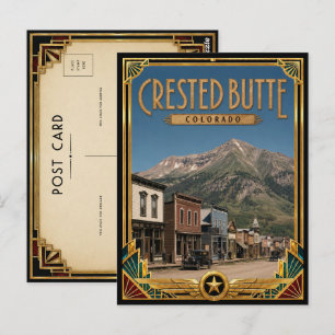 Carte Postale Crested Butte Colorado Art Déco vintage de l'âge d