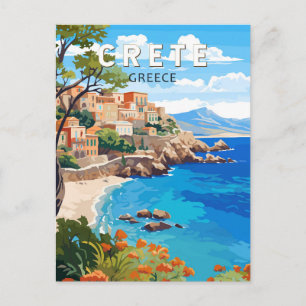 Carte Postale Crète Grèce Travel Art Vintage