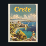 Carte Postale Crète Vintage<br><div class="desc">Une représentation vibrante et nostalgique de la Crète, la plus grande île de Grèce, célébrée pour ses paysages variés et son riche patrimoine culturel. L'architecture de l'île est caractérisée par un littoral spectaculaire, avec des eaux cristallines et des plages dorées, des ruines antiques comme le palais de Knossos et de...</div>
