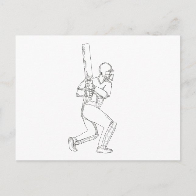 Carte Postale Cricket Batsman Batting Doodart (Devant)