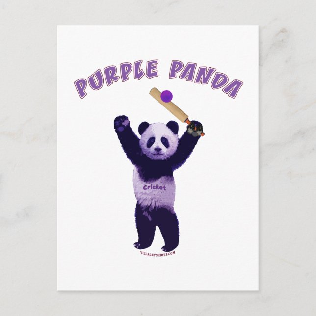 Carte Postale Cricket Panda violet (Devant)