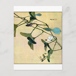 Carte Postale Cricket sur une vigne Bois japonais Art Ukiyo-E
