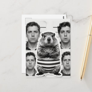 Carte Postale Criminels Humains et Faune Marmotte