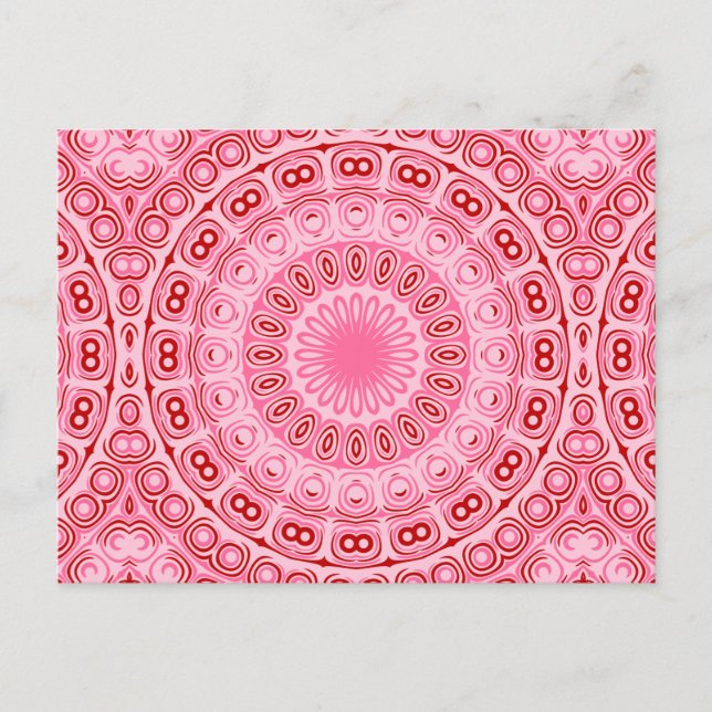 Carte Postale Crimson et Motif de mandala rose (Devant)