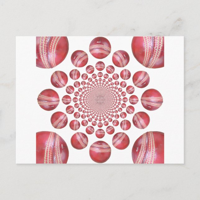 Carte Postale Crimson Vortex : Belle Balle de Cricket Rouge (Devant)