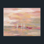 Carte Postale Crimson Waves<br><div class="desc">Un design abstrait et doux dans les tons pastel et roses représentant des voiliers sur la côte. Artiste : Silvia Vassileva</div>