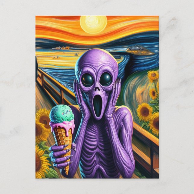 Carte Postale Cris Alien violet Fonte de glace (Devant)