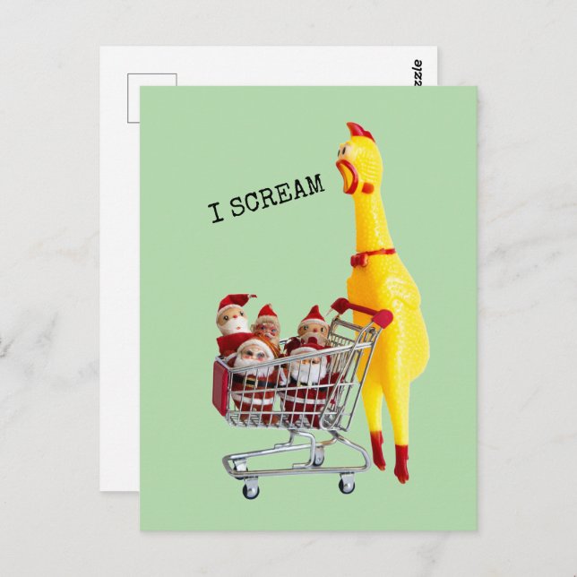 Carte Postale Cris Noël de poulet en caoutchouc (Devant / Derrière)