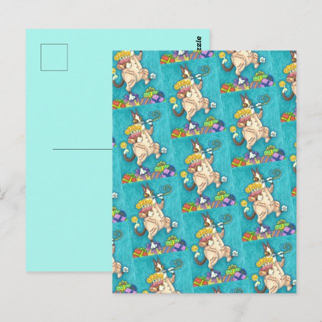 CARTE POSTALE CRISSEMENT ET CHAT FITZ EN TENUE DE NAISSANCE, GÂT (Devant / Derrière)