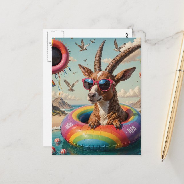 Carte Postale Critère amusant comme une chèvre lors d'un voyage  (Devant/Arrière en situation)