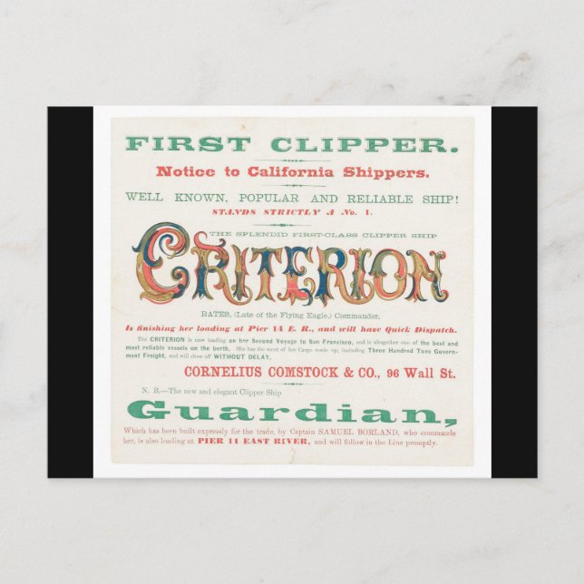 Carte Postale Critère Clipper Sailing (Devant)