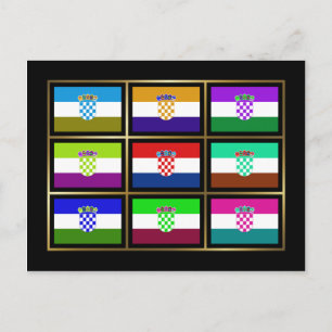 Carte postale Croate Multihue Flags