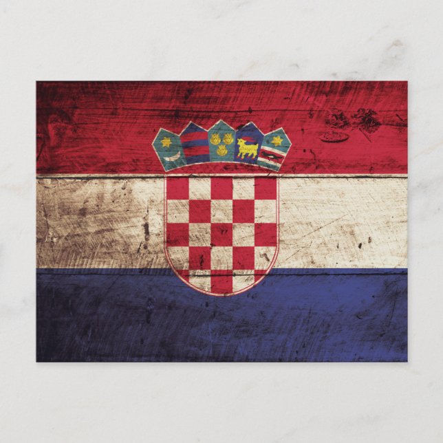 Carte Postale Croatia Flag on Old Wood Grain (Devant)