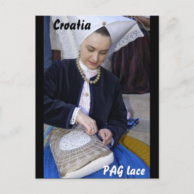 Carte Postale Croatie, dentelle PAG (Devant)