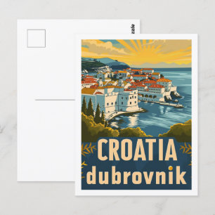 Carte Postale Croatie Dubrovnik Vintage Lieu de voyage célèbre